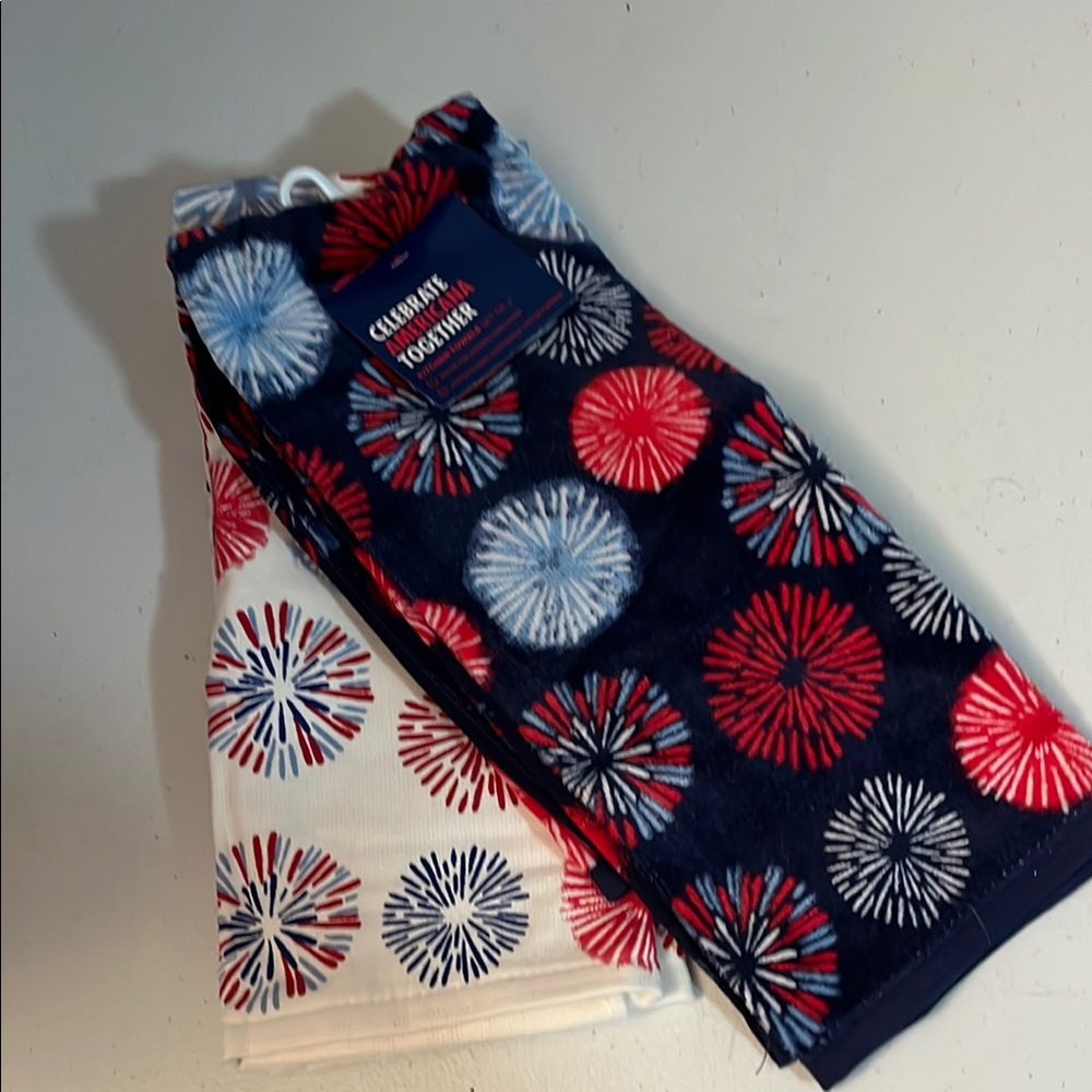 Red and Blue Firework Pattern Towels